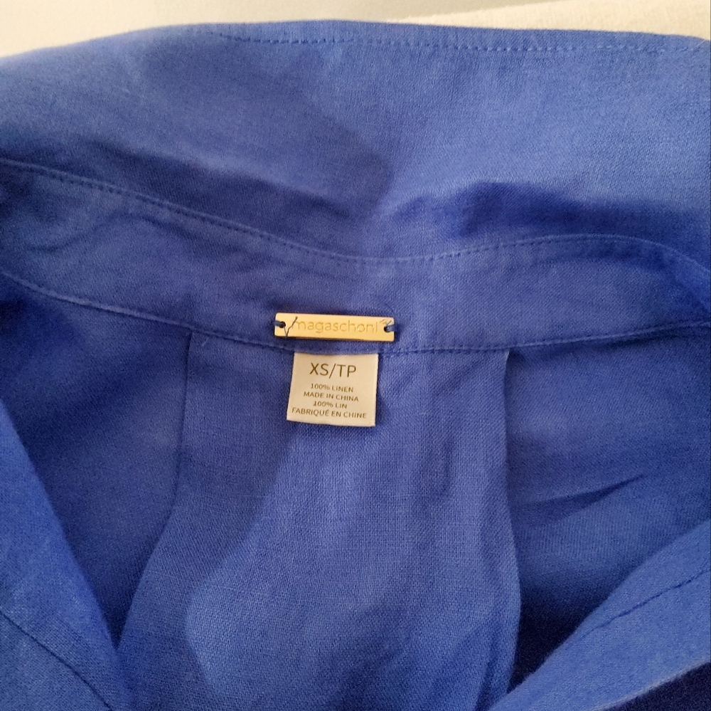 Magaschoni Linen Boxy Button Front Shirt Size XS - Picture 2 of 8